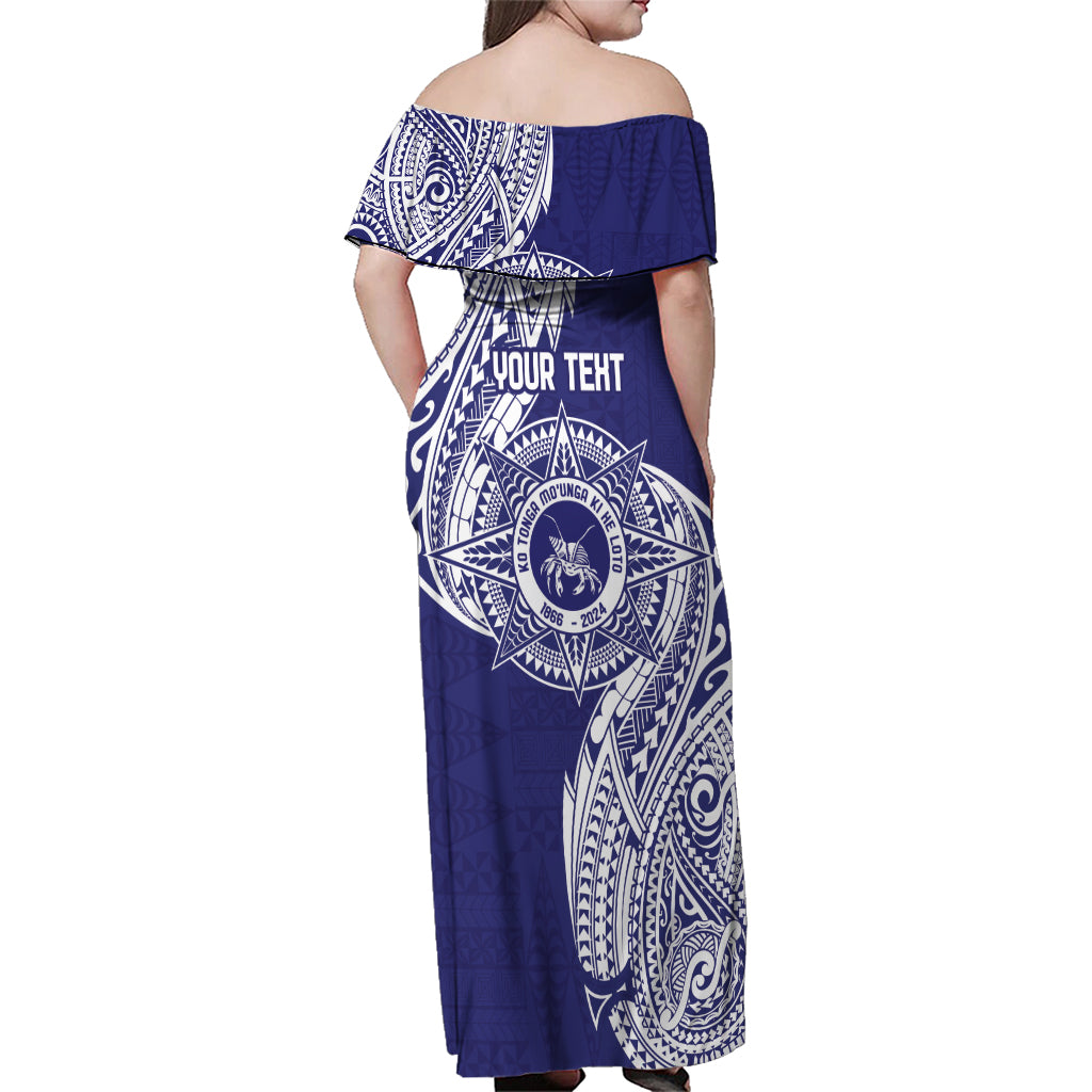 Personalised Tonga Tupou College Tolo 158th Anniversary Family Matching Off Shoulder Maxi Dress and Hawaiian Shirt Special Kupesi Pattern LT9 - Polynesian Pride