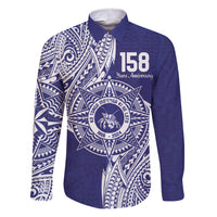 Personalised Tonga Tupou College Tolo 158th Anniversary Family Matching Short Sleeve Bodycon Dress and Hawaiian Shirt Special Kupesi Pattern LT9 Dad's Shirt - Long Sleeve Blue - Polynesian Pride