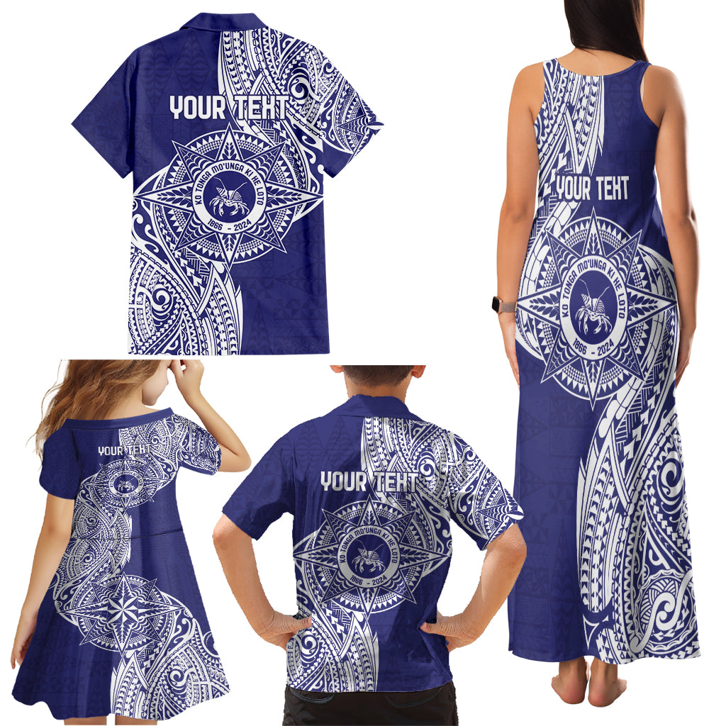 Personalised Tonga Tupou College Tolo 158th Anniversary Family Matching Tank Maxi Dress and Hawaiian Shirt Special Kupesi Pattern LT9 - Polynesian Pride