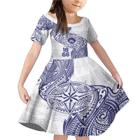 Personalised Tonga Tupou College Tolo Family Matching Mermaid Dress and Hawaiian Shirt Since 1866 Special Kupesi Pattern LT9 Daughter's Dress White - Polynesian Pride