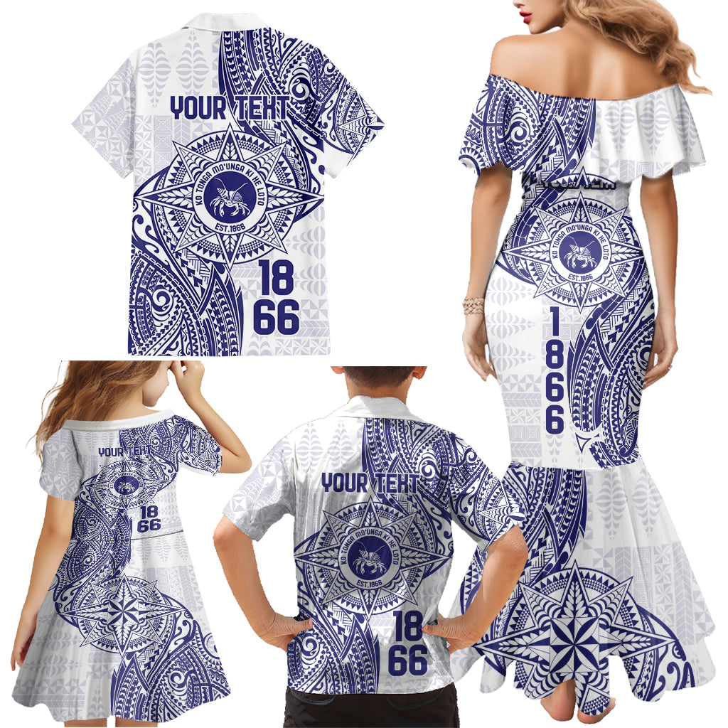 Personalised Tonga Tupou College Tolo Family Matching Mermaid Dress and Hawaiian Shirt Since 1866 Special Kupesi Pattern LT9 - Polynesian Pride