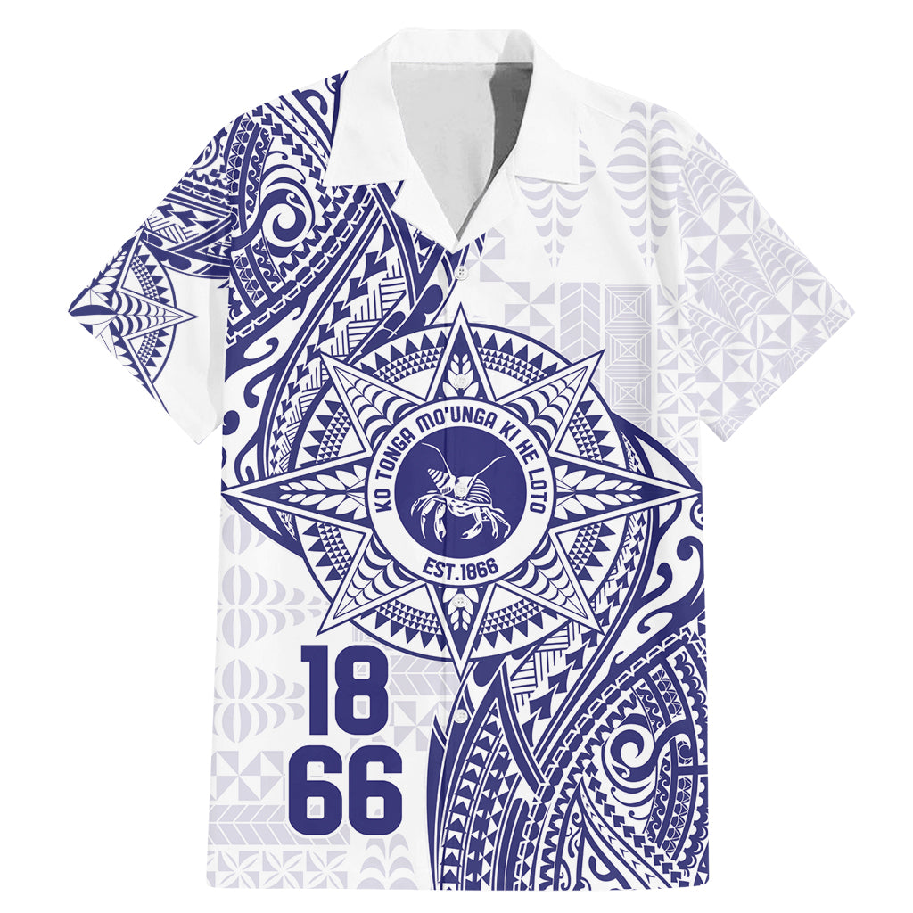Personalised Tonga Tupou College Tolo Family Matching Mermaid Dress and Hawaiian Shirt Since 1866 Special Kupesi Pattern LT9 Dad's Shirt - Short Sleeve White - Polynesian Pride