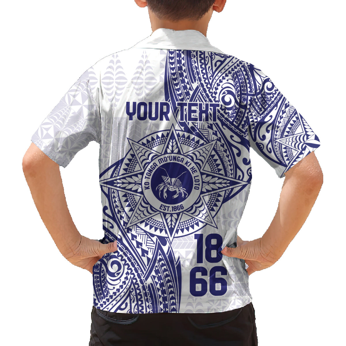 Personalised Tonga Tupou College Tolo Family Matching Off The Shoulder Long Sleeve Dress and Hawaiian Shirt Since 1866 Special Kupesi Pattern LT9 - Polynesian Pride