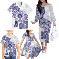 Personalised Tonga Tupou College Tolo Family Matching Off The Shoulder Long Sleeve Dress and Hawaiian Shirt Since 1866 Special Kupesi Pattern LT9 - Polynesian Pride