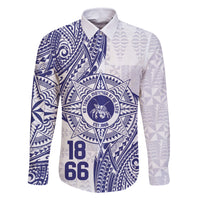 Personalised Tonga Tupou College Tolo Family Matching Off The Shoulder Long Sleeve Dress and Hawaiian Shirt Since 1866 Special Kupesi Pattern LT9 Dad's Shirt - Long Sleeve White - Polynesian Pride