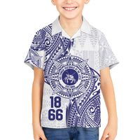 Personalised Tonga Tupou College Tolo Family Matching Off Shoulder Maxi Dress and Hawaiian Shirt Since 1866 Special Kupesi Pattern LT9 Son's Shirt White - Polynesian Pride