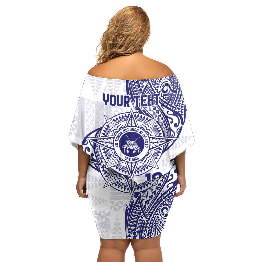 Personalised Tonga Tupou College Tolo Family Matching Off Shoulder Short Dress and Hawaiian Shirt Since 1866 Special Kupesi Pattern LT9 - Polynesian Pride