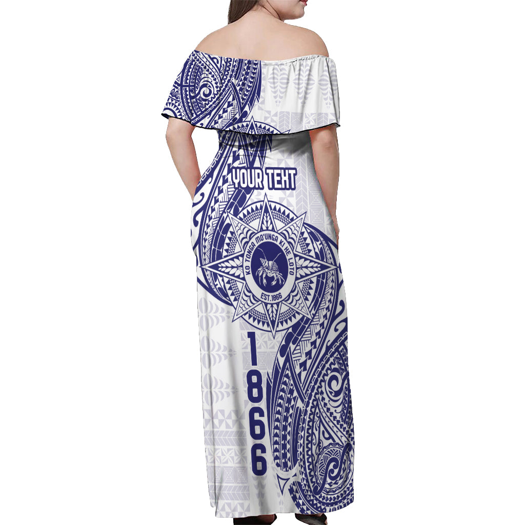 Personalised Tonga Tupou College Tolo Off Shoulder Maxi Dress Since 1866 Special Kupesi Pattern