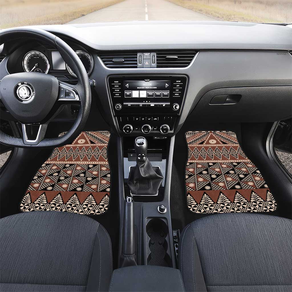Vintage Bula Fiji Car Mats Brown Tapa Masi Motif
