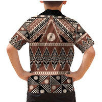 Vintage Bula Fiji Family Matching Mermaid Dress and Hawaiian Shirt Brown Tapa Masi Motif LT9 - Polynesian Pride