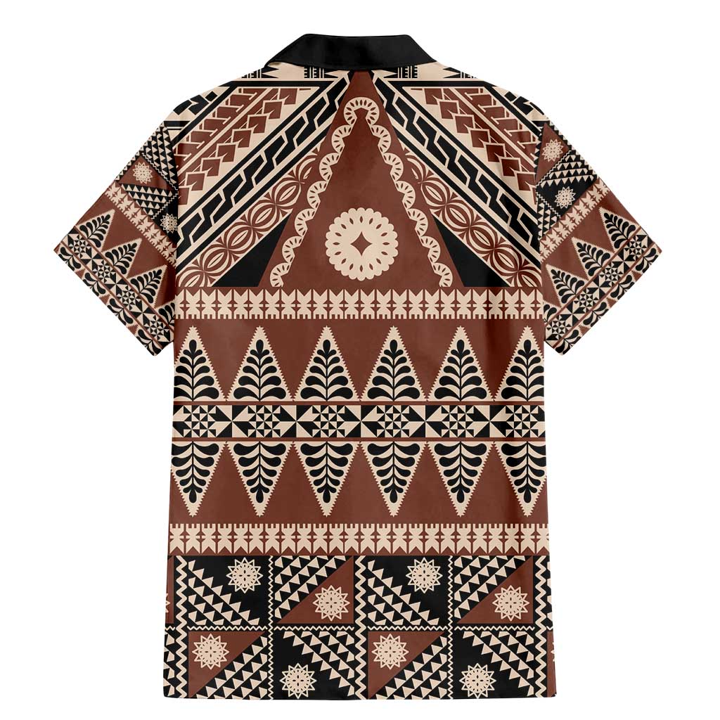 Vintage Bula Fiji Family Matching Mermaid Dress and Hawaiian Shirt Brown Tapa Masi Motif LT9 - Polynesian Pride