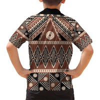 Vintage Bula Fiji Family Matching Off Shoulder Maxi Dress and Hawaiian Shirt Brown Tapa Masi Motif LT9 - Polynesian Pride