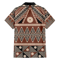 Vintage Bula Fiji Family Matching Short Sleeve Bodycon Dress and Hawaiian Shirt Brown Tapa Masi Motif LT9 - Polynesian Pride