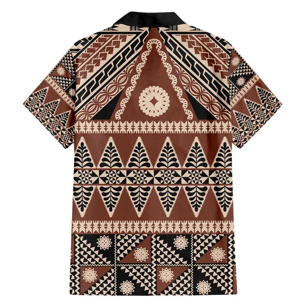 Vintage Bula Fiji Family Matching Summer Maxi Dress and Hawaiian Shirt Brown Tapa Masi Motif LT9 - Polynesian Pride