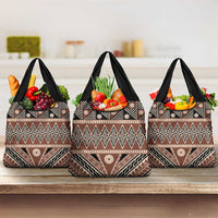 Vintage Bula Fiji Grocery Bag Brown Tapa Masi Motif