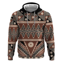 Vintage Bula Fiji Hoodie Brown Tapa Masi Motif