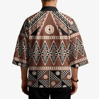 Vintage Bula Fiji Kimono Brown Tapa Masi Motif LT9 - Polynesian Pride