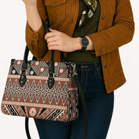 Vintage Bula Fiji Leather Bag Brown Tapa Masi Motif - Polynesian Pride
