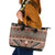Vintage Bula Fiji Leather Tote Bag Brown Tapa Masi Motif
