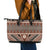 Vintage Bula Fiji Leather Tote Bag Brown Tapa Masi Motif