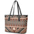 Vintage Bula Fiji Leather Tote Bag Brown Tapa Masi Motif