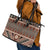 Vintage Bula Fiji Leather Tote Bag Brown Tapa Masi Motif