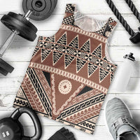 Vintage Bula Fiji Men Tank Top Brown Tapa Masi Motif