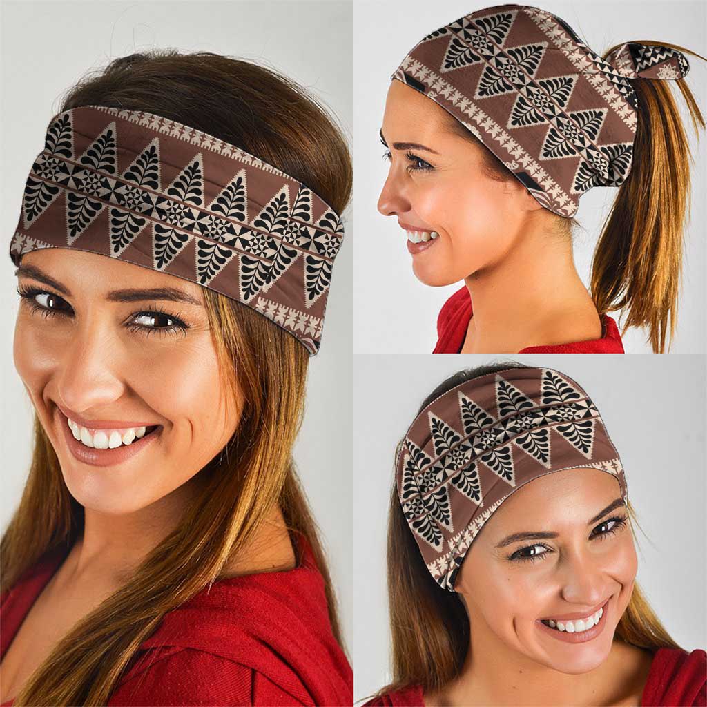 Vintage Bula Fiji Neck Gaiter Brown Tapa Masi Motif - Polynesian Pride