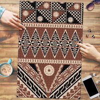 Vintage Bula Fiji Puzzle Brown Tapa Masi Motif - Polynesian Pride