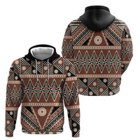 Vintage Bula Fiji Zip Hoodie Brown Tapa Masi Motif