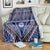 Vintage Bula Fiji Blanket Prussian Blue Tapa Masi Motif
