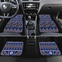 Vintage Bula Fiji Car Mats Prussian Blue Tapa Masi Motif