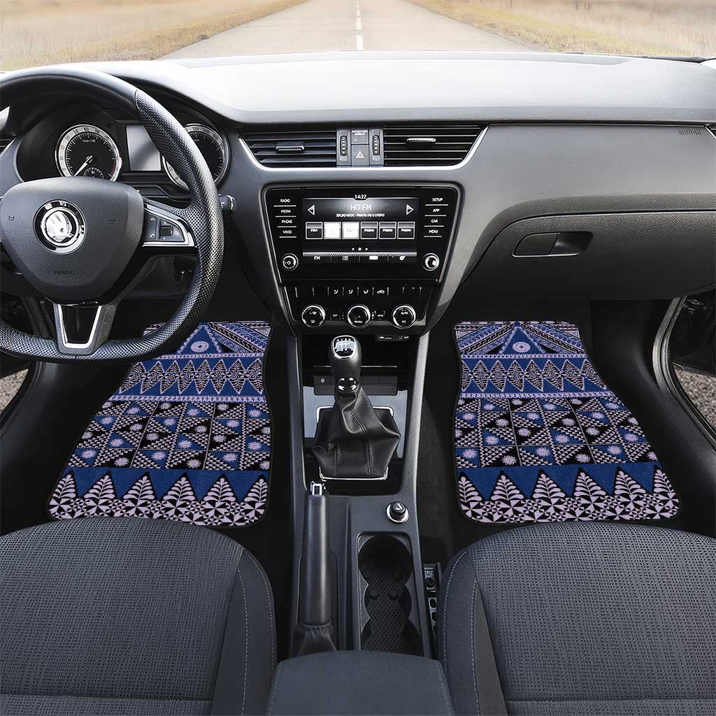 Vintage Bula Fiji Car Mats Prussian Blue Tapa Masi Motif