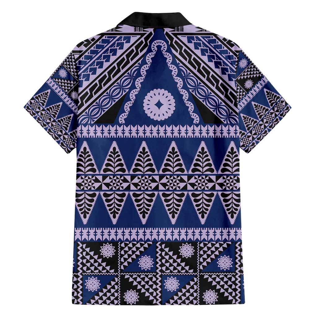 Vintage Bula Fiji Family Matching Long Sleeve Bodycon Dress and Hawaiian Shirt Prussian Blue Tapa Masi Motif LT9 - Polynesian Pride