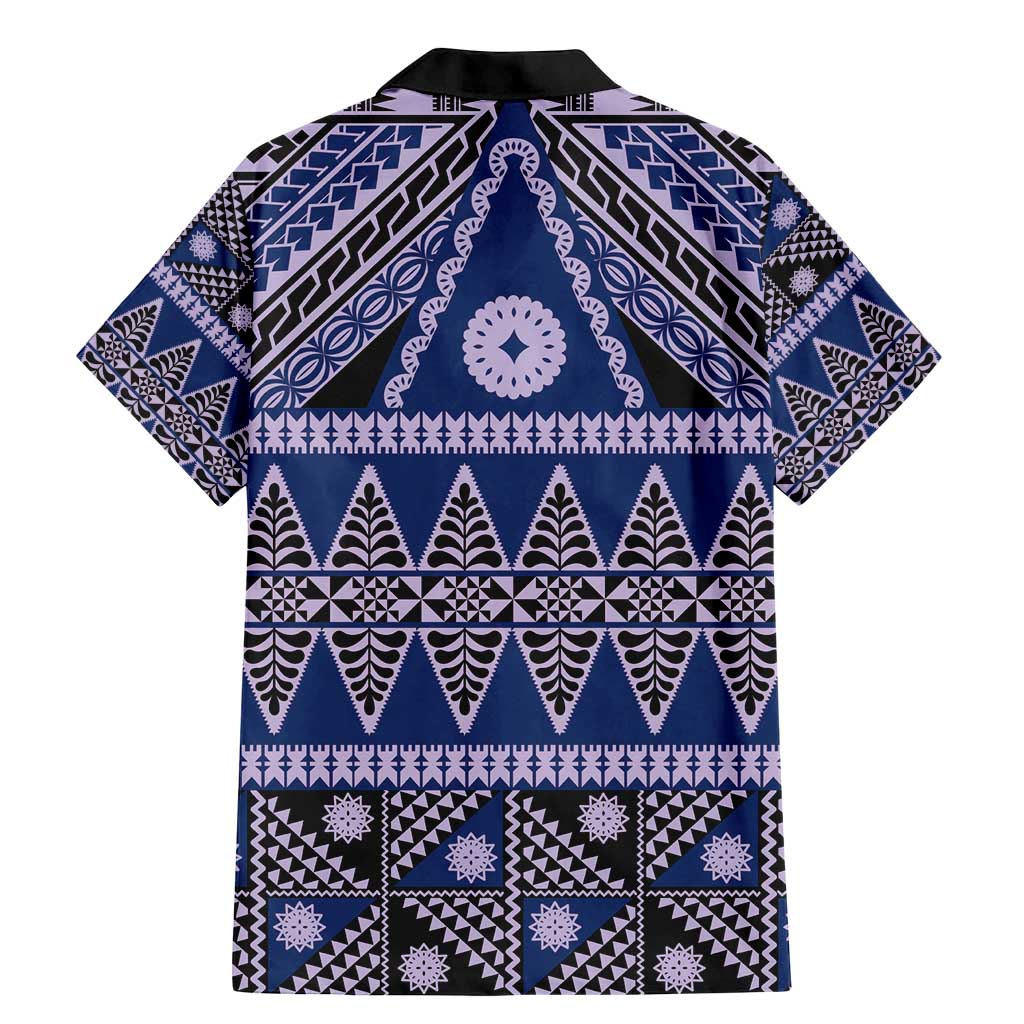 Vintage Bula Fiji Family Matching Mermaid Dress and Hawaiian Shirt Prussian Blue Tapa Masi Motif LT9 - Polynesian Pride