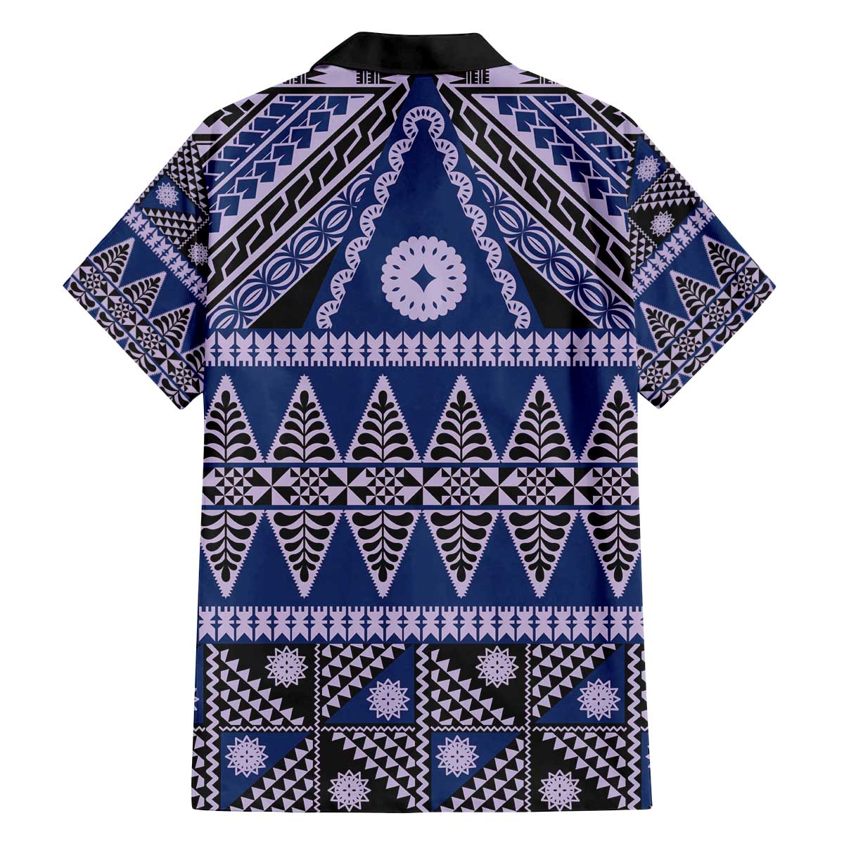 Vintage Bula Fiji Family Matching Off The Shoulder Long Sleeve Dress and Hawaiian Shirt Prussian Blue Tapa Masi Motif LT9 - Polynesian Pride