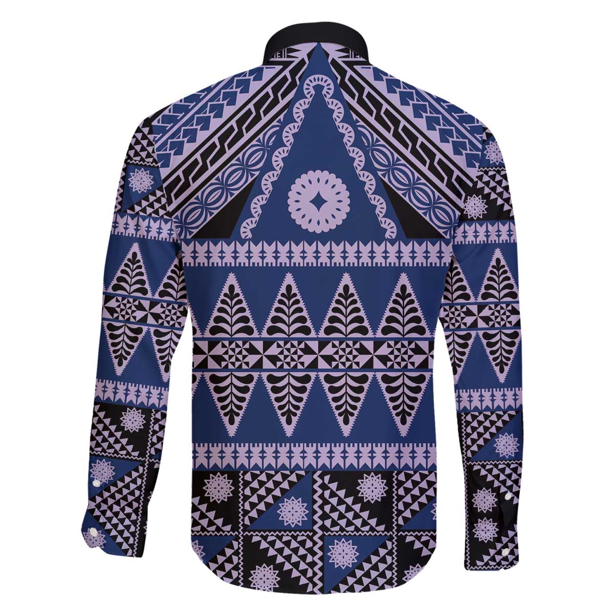 Vintage Bula Fiji Family Matching Off The Shoulder Long Sleeve Dress and Hawaiian Shirt Prussian Blue Tapa Masi Motif LT9 - Polynesian Pride