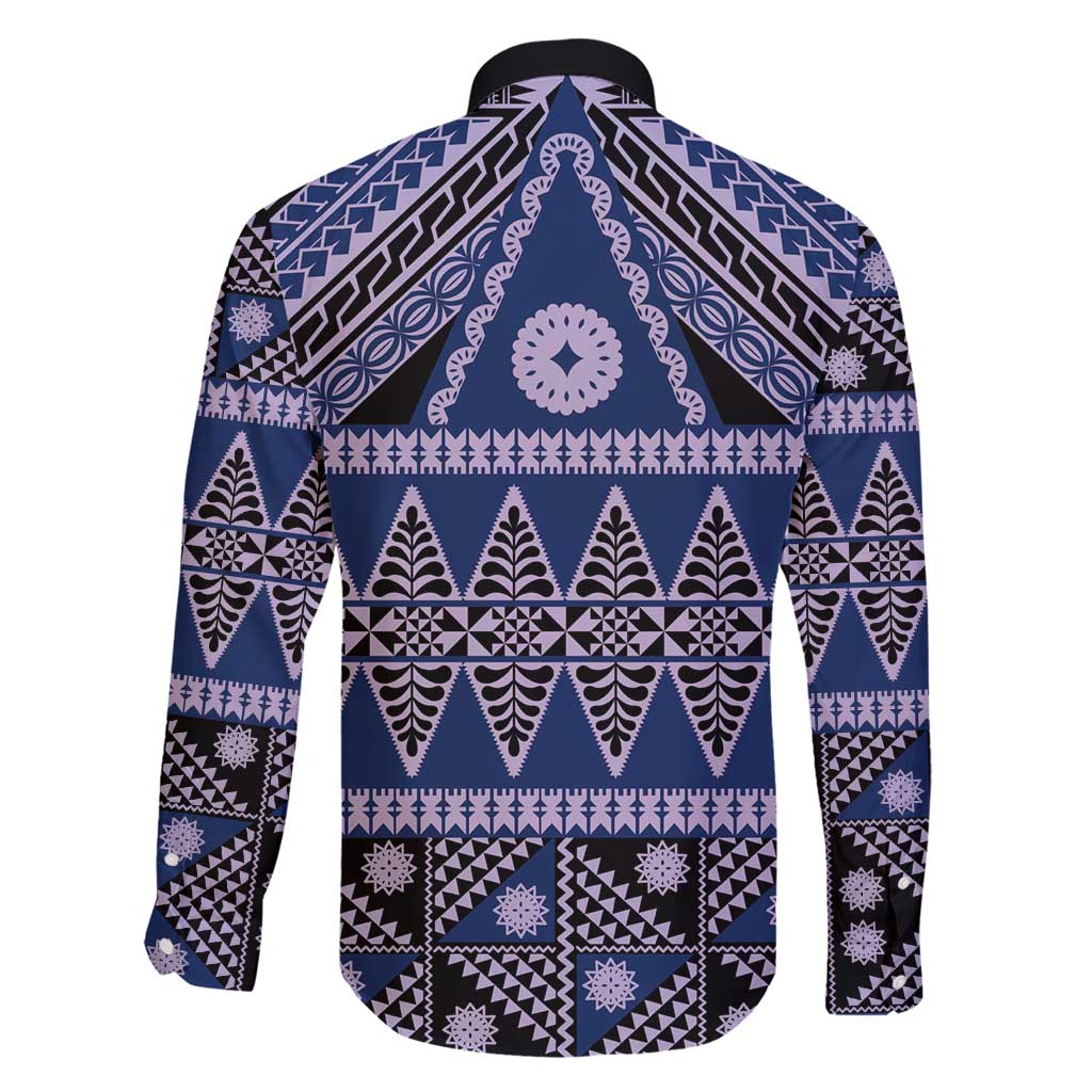 Vintage Bula Fiji Family Matching Short Sleeve Bodycon Dress and Hawaiian Shirt Prussian Blue Tapa Masi Motif LT9 - Polynesian Pride