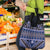 Vintage Bula Fiji Grocery Bag Prussian Blue Tapa Masi Motif