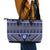 Vintage Bula Fiji Leather Tote Bag Prussian Blue Tapa Masi Motif
