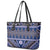 Vintage Bula Fiji Leather Tote Bag Prussian Blue Tapa Masi Motif