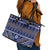 Vintage Bula Fiji Leather Tote Bag Prussian Blue Tapa Masi Motif