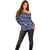 Vintage Bula Fiji Off Shoulder Sweater Prussian Blue Tapa Masi Motif