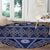 Vintage Bula Fiji Round Carpet Prussian Blue Tapa Masi Motif