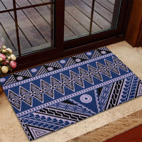 Vintage Bula Fiji Rubber Doormat Prussian Blue Tapa Masi Motif