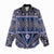 Vintage Bula Fiji Women Casual Shirt Prussian Blue Tapa Masi Motif