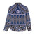 Vintage Bula Fiji Women Casual Shirt Prussian Blue Tapa Masi Motif