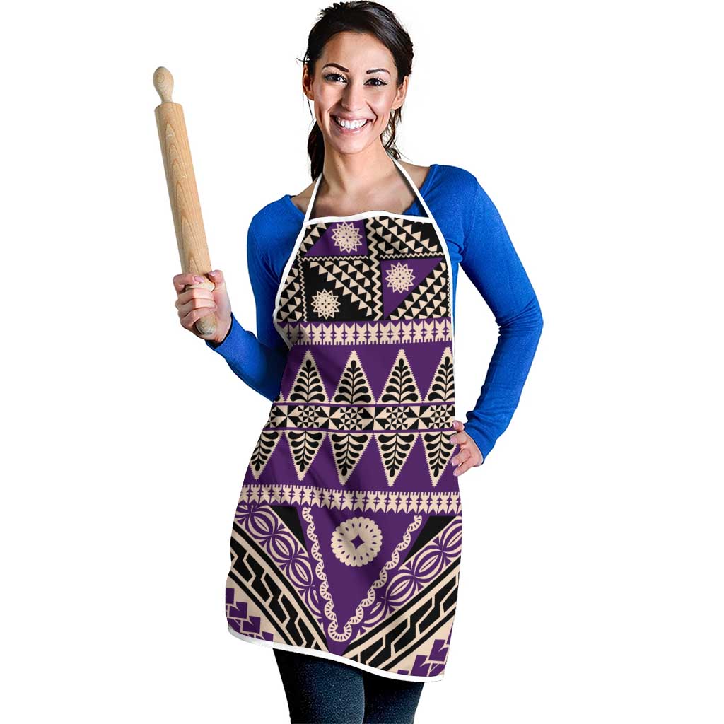 Vintage Bula Fiji Apron Purple Tapa Masi Motif - Polynesian Pride