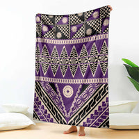 Vintage Bula Fiji Blanket Purple Tapa Masi Motif