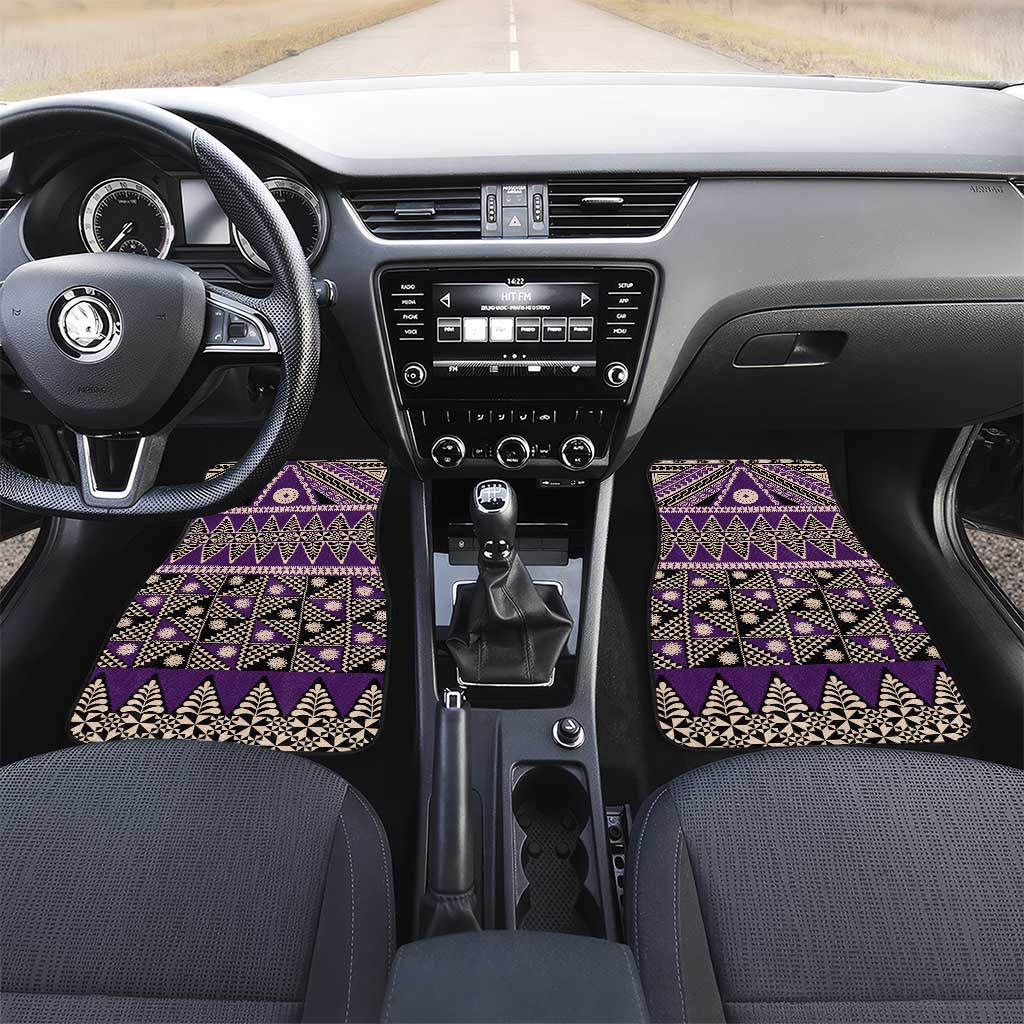Vintage Bula Fiji Car Mats Purple Tapa Masi Motif